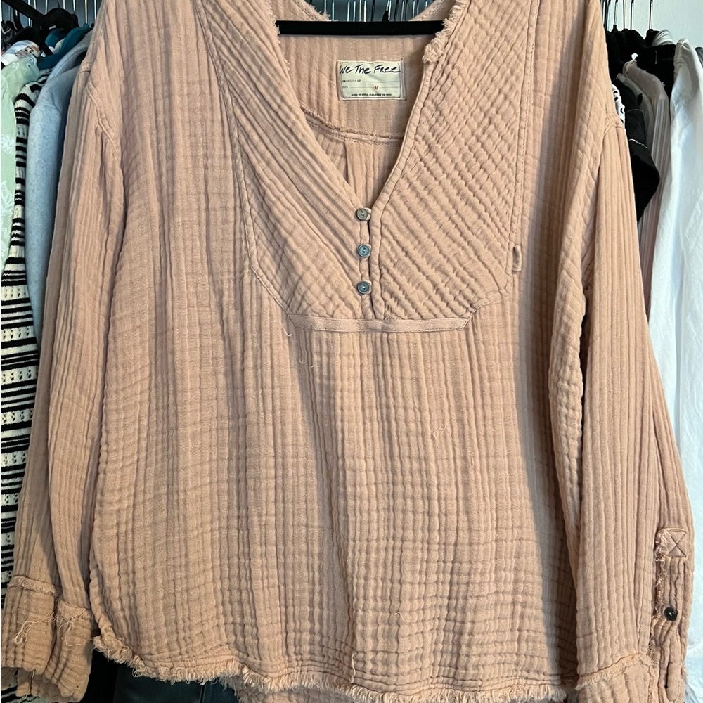 We The Free Women's Blush Button-Down Blouse